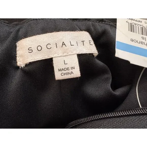 New SOCIALITE NORDSTROM Women's Black Front-Slit Bustier Dress Size L - Picture 5 of 6